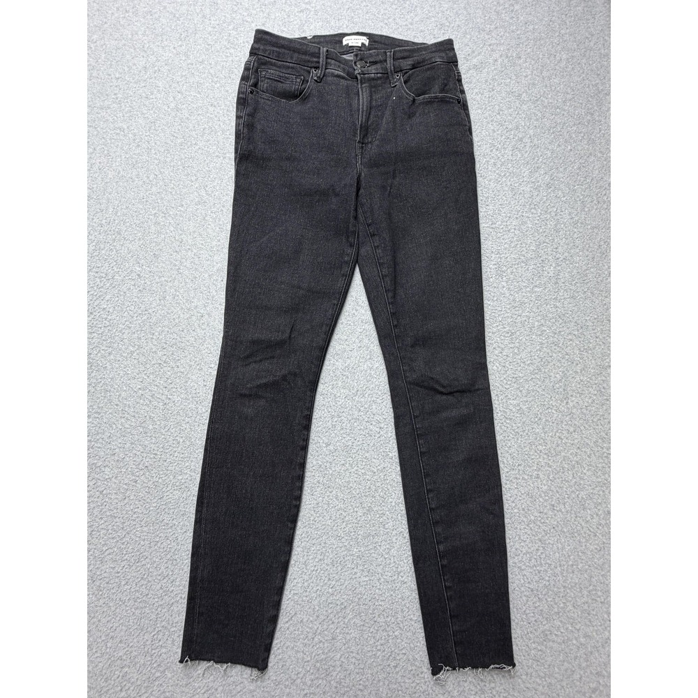 Good American Jeans Womens 6/28 Black Mid Rise Skinny Stretch Denim GLRH419T